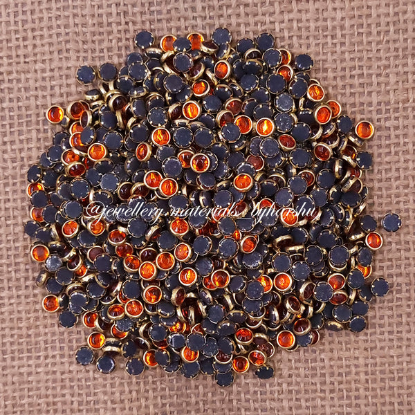 4mm Round Gloss Color Kundan - Orange