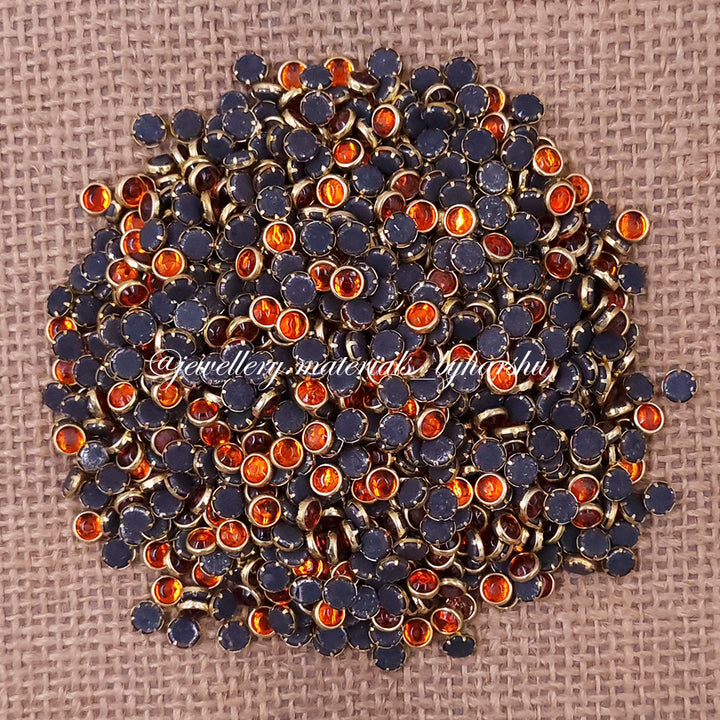 4mm Round Gloss Color Kundan - Orange