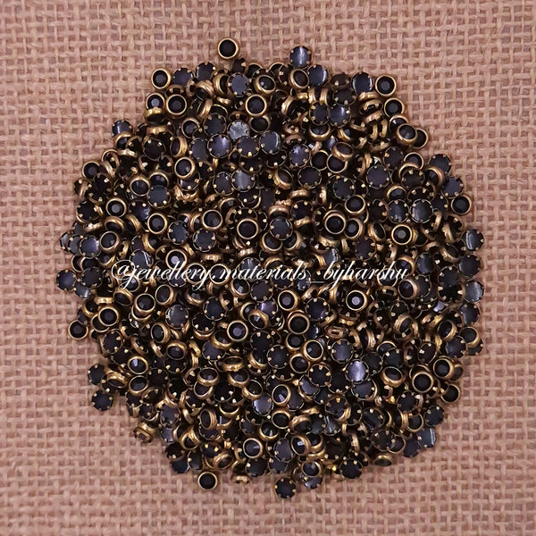 4mm Round Matt Color Kundan - Black