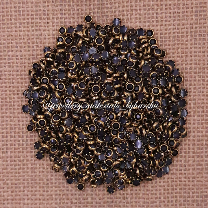4mm Round Matt Color Kundan - Black