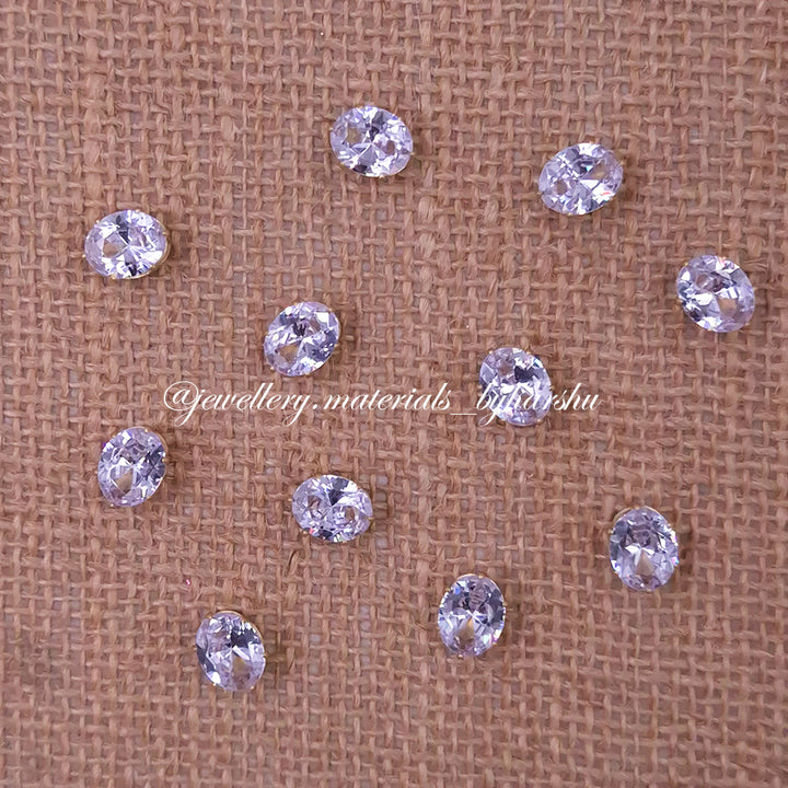 8x10MM Oval AD Clip Stone White with Gold Base (1 Piece) 