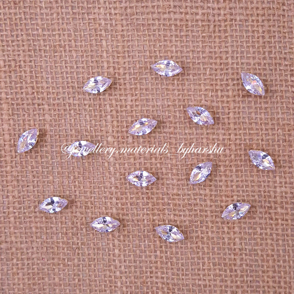 6x12MM Eye AD Clip Stone White with Gold Base (1 Piece)