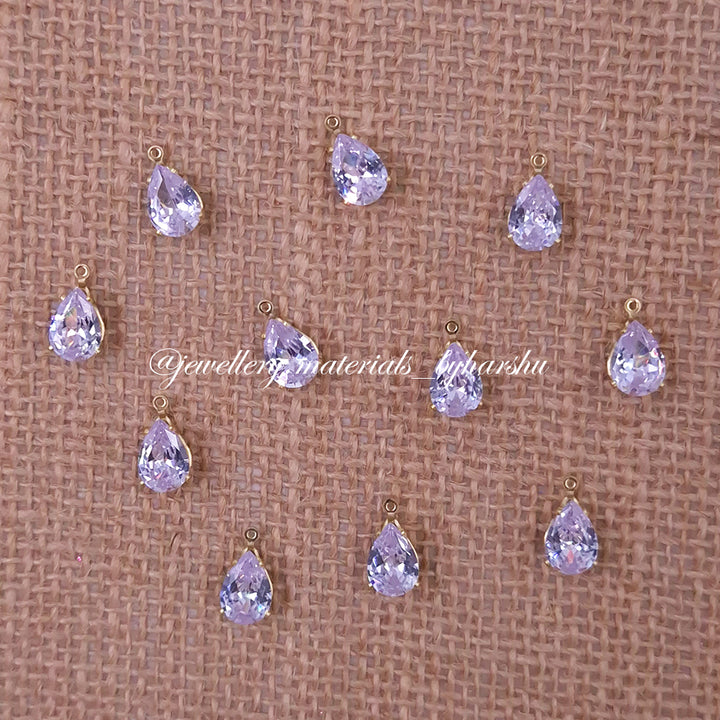 7x10MM Drop AD Clip Stone White with Gold Base (1 Piece)