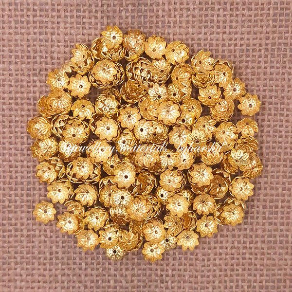 8MM Gold Metal Flower Caps