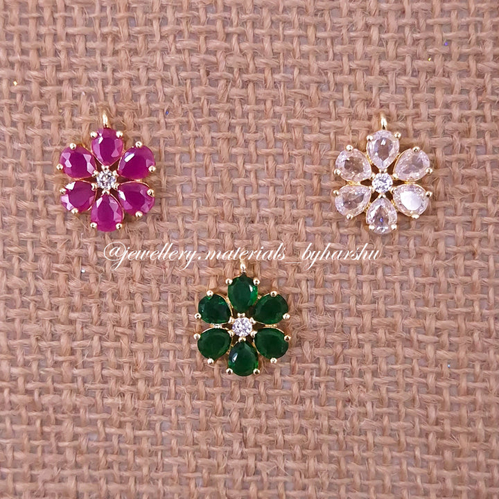 13MM AD Stone Flower Charms