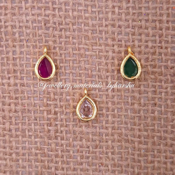 8 x 5 MM AD Stone Gold Drop Charms