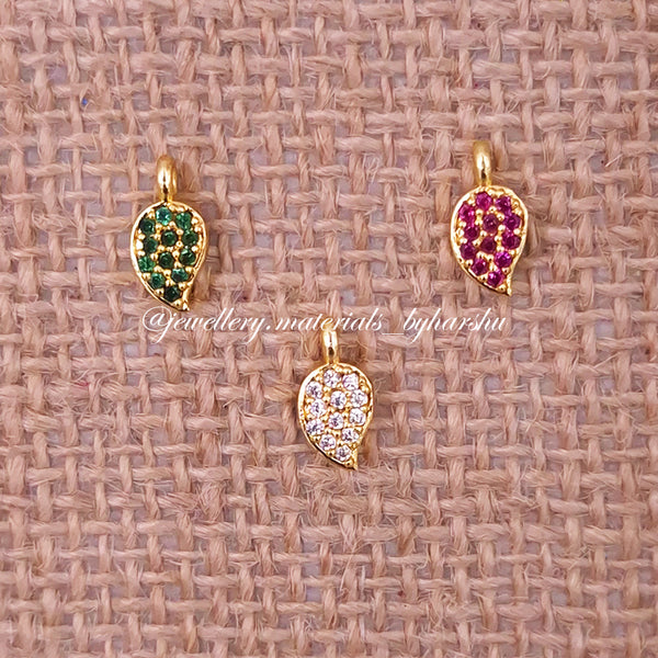 11 x 5.5MM AD Stone Leaf Charms
