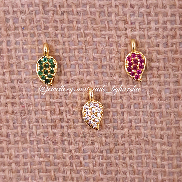 11 x 5.5MM AD Stone Leaf Charms