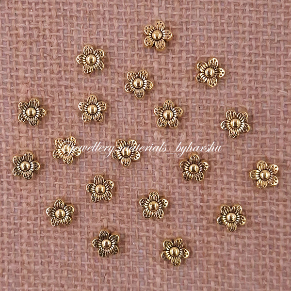 9MM Antique Gold Flower Beads