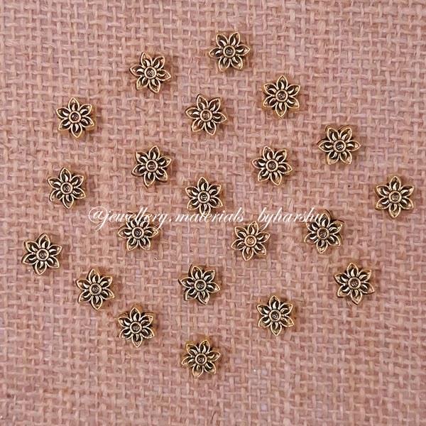10MM Antique Gold Flower Beads
