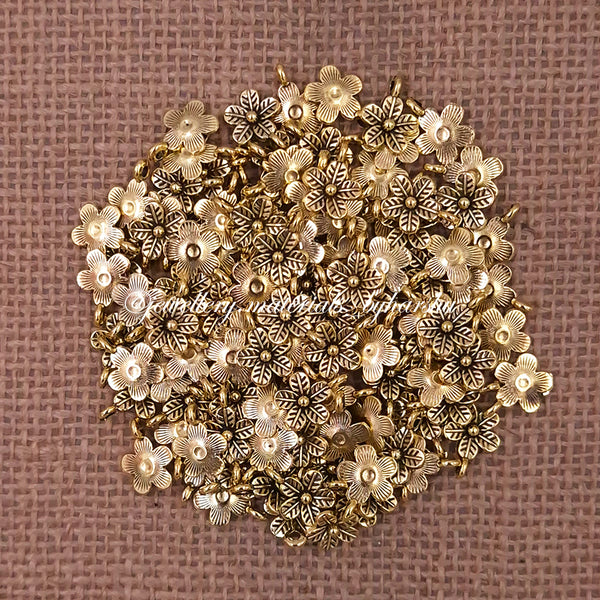 10MM Antique Gold Flower Charms