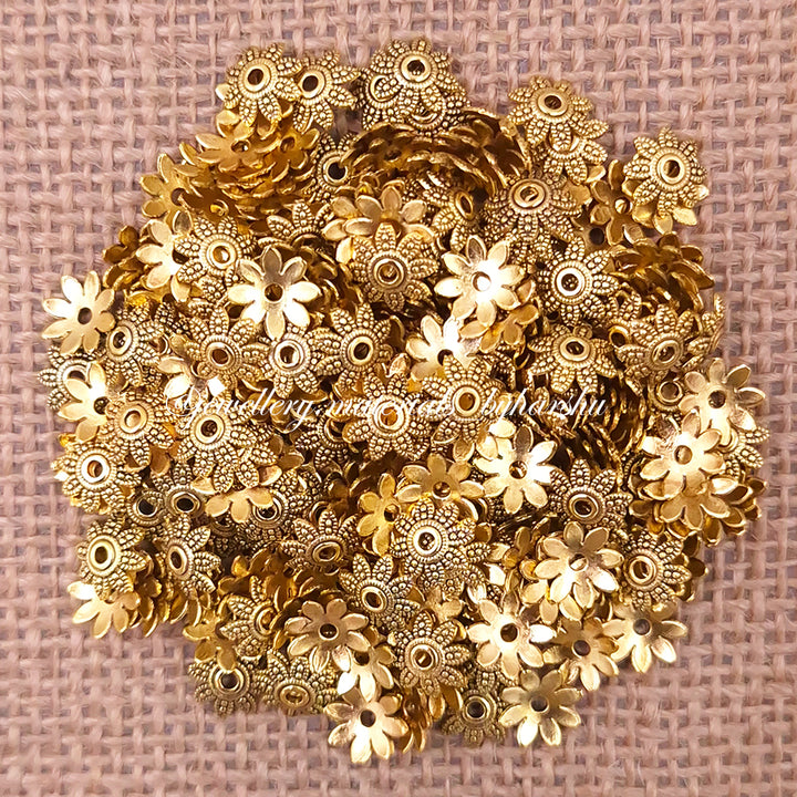 10MM Antique Gold Metal Flower Caps