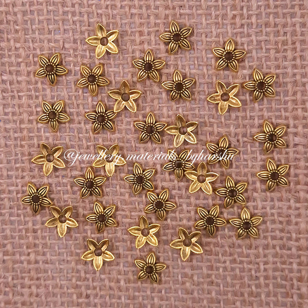 9MM Antique Gold Metal Flower Caps