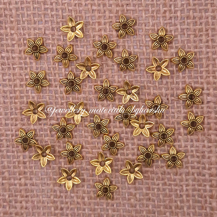9MM Antique Gold Metal Flower Caps