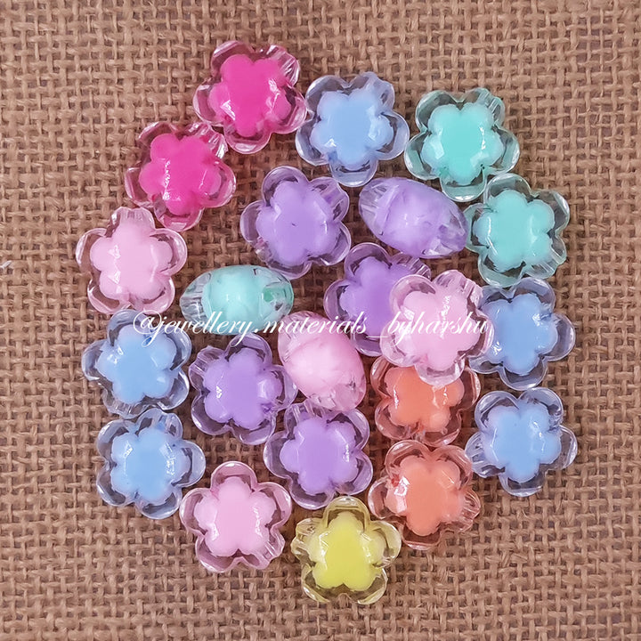 18MM Flower Shape Acrylic Transparent Beads