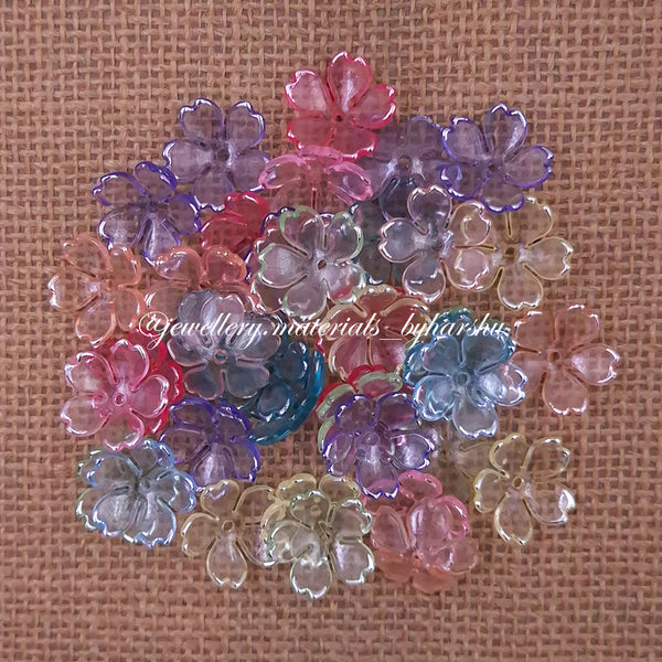 15MM Mixed Transparent Multicolor Flower Brooch Shells