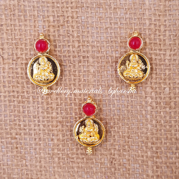 20 x 15 MM Gold Lakshmi Charms (Red)