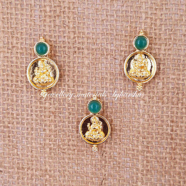 20 x 15 MM Gold Lakshmi Charms (Dark Green)