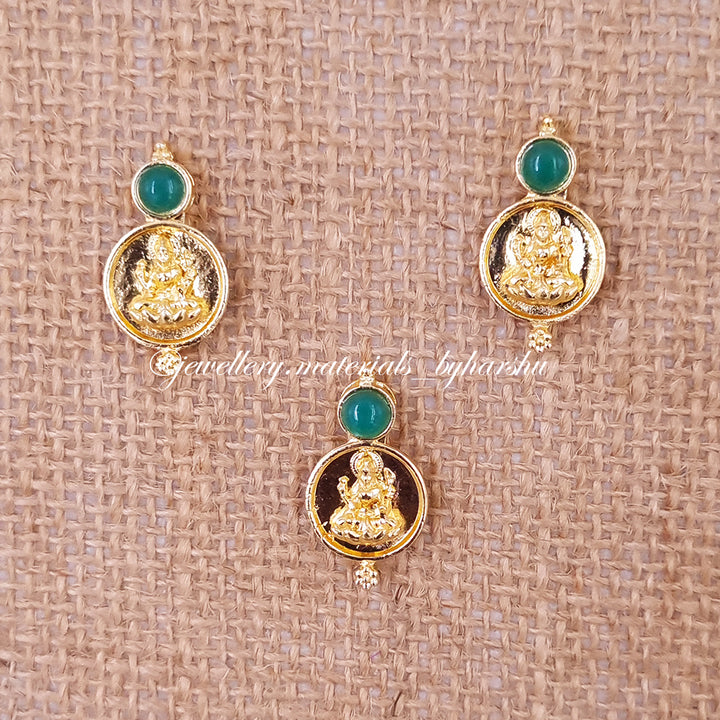 20 x 15 MM Gold Lakshmi Charms (Dark Green)