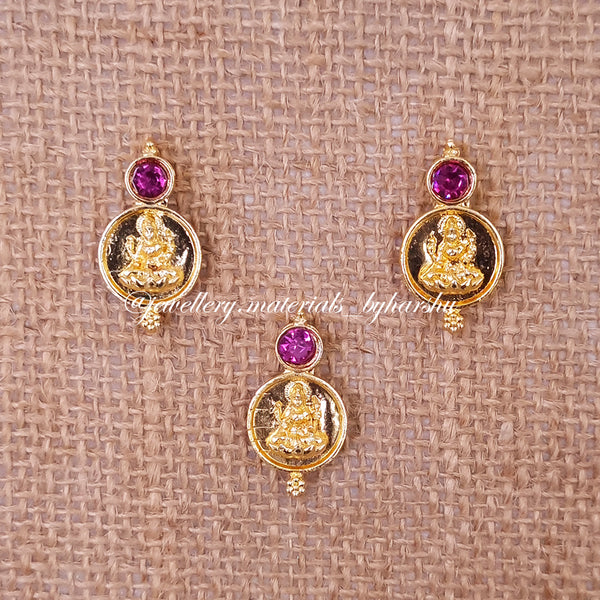 20 x 15 MM Gold Lakshmi Charms (Dark Pink)