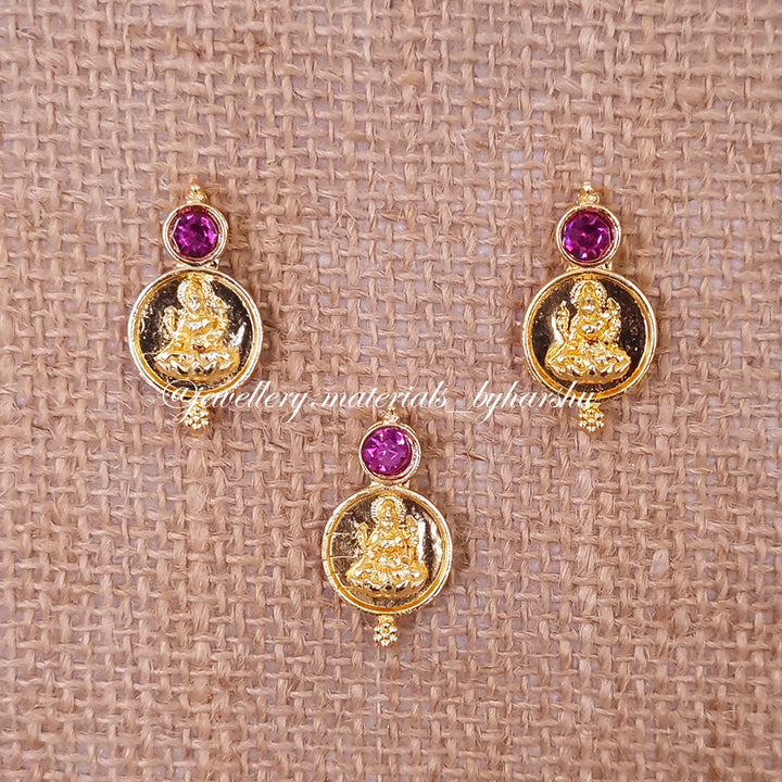 20 x 15 MM Gold Lakshmi Charms (Dark Pink)