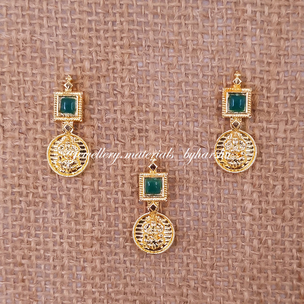 10 x 20 MM Gold Lakshmi Charms (Dark Green)