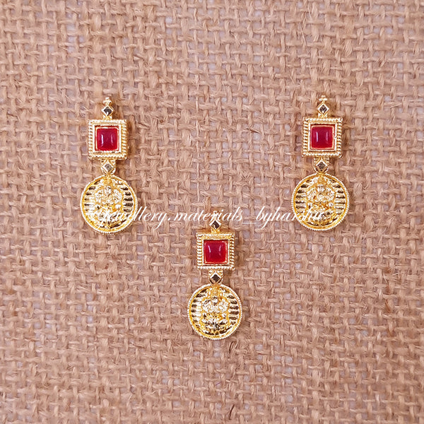 10 x 20 MM Gold Lakshmi Charms (Red)