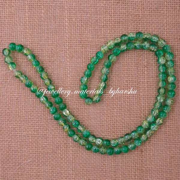 8MM Crackle Glass Beads - Dark Green and Light Green