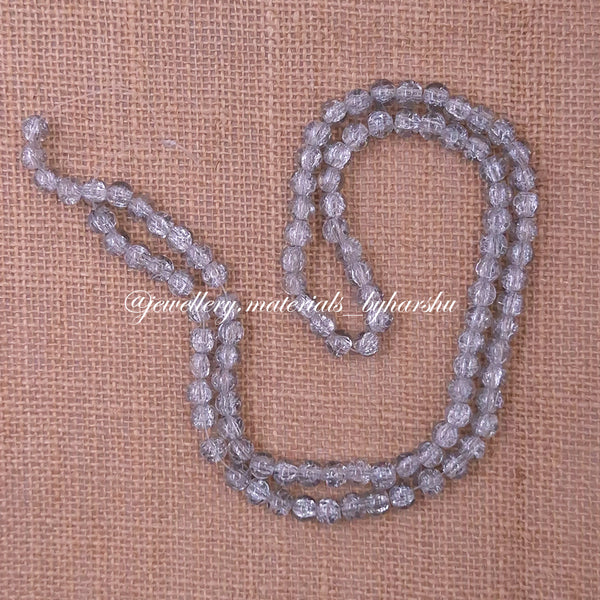 8MM Crackle Glass Beads - Grey