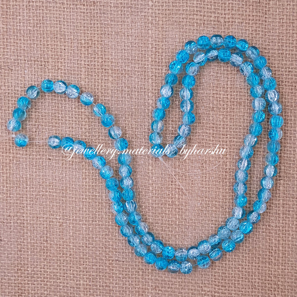 8MM Crackle Glass Beads - Light Blue and White