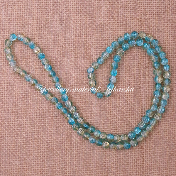 8MM Crackle Glass Beads - Light Blue and Brown