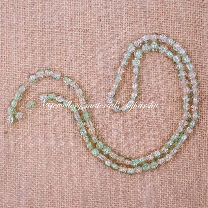 8MM Crackle Glass Beads - Light Green and Brown