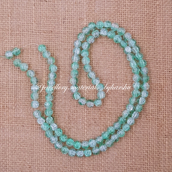 8MM Crackle Glass Beads - Light Green and White (Color will slightly vary)