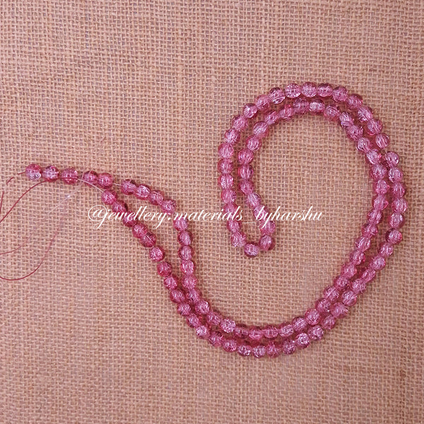 8MM Crackle Glass Beads - Pastel Wine Red