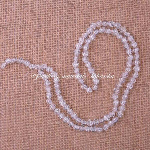 8MM Crackle Glass Beads - White