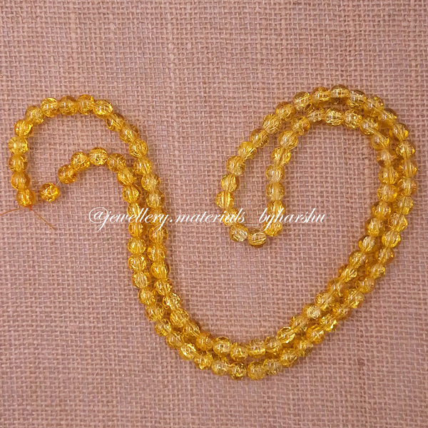 8MM Crackle Glass Beads - Yellow