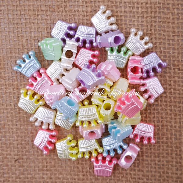 23 x 7MM Crown Pastel Beads