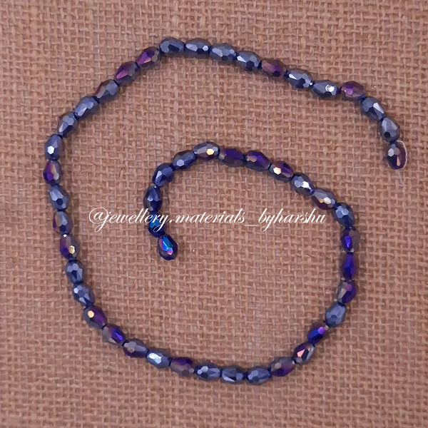 6x8MM Drop Crystal Beads (Dark Blue Multicolor)