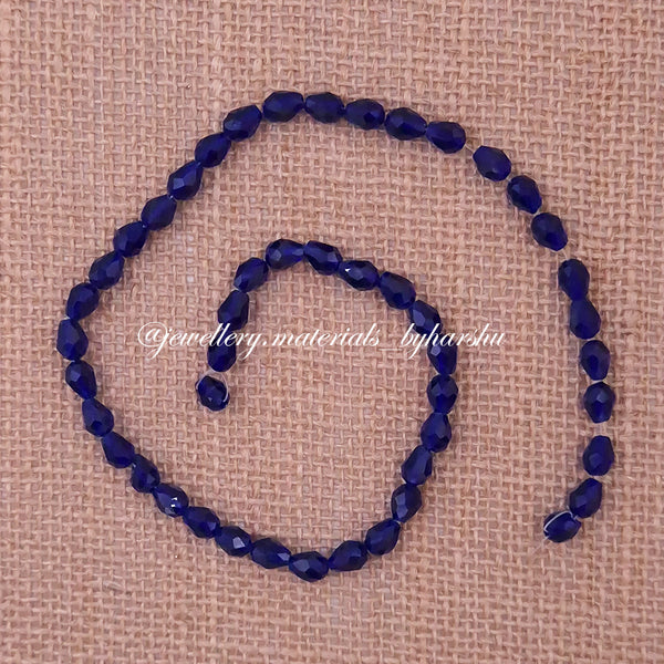 6x8MM Drop Crystal Beads (Dark Blue)