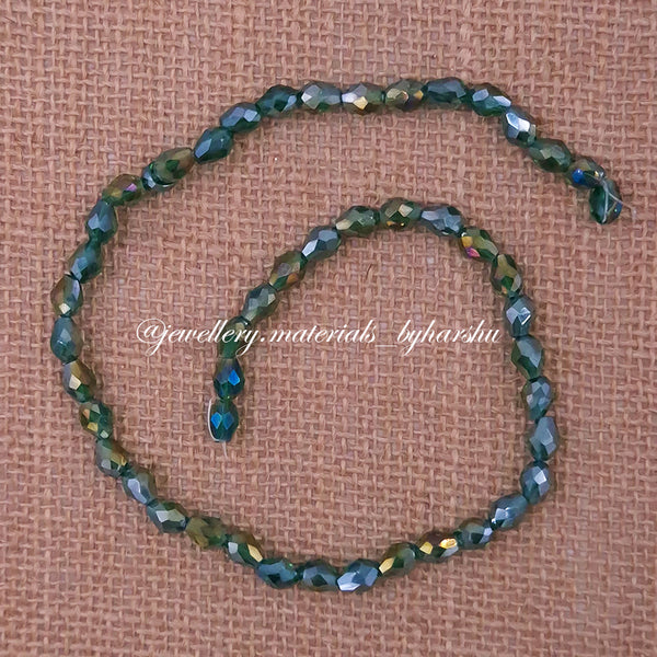 6x8MM Drop Crystal Beads (Dark Green Multi)