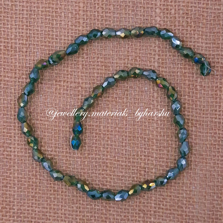 6x8MM Drop Crystal Beads (Dark Green Multi)