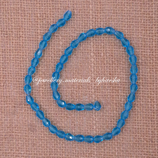 6x8MM Drop Crystal Beads (Light Blue)