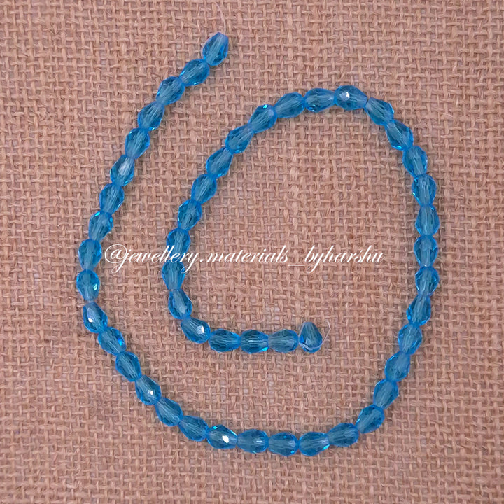 6x8MM Drop Crystal Beads (Light Blue)