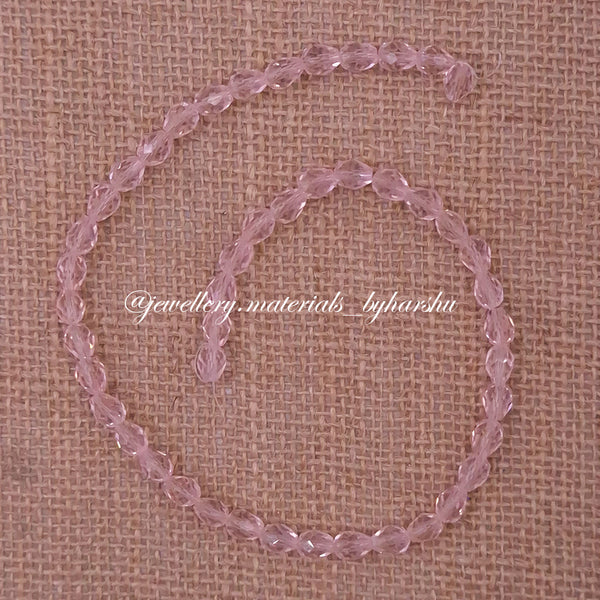 6x8MM Drop Crystal Beads (Light Pink)