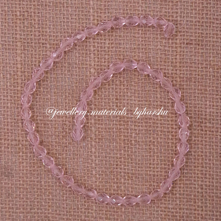 6x8MM Drop Crystal Beads (Light Pink)