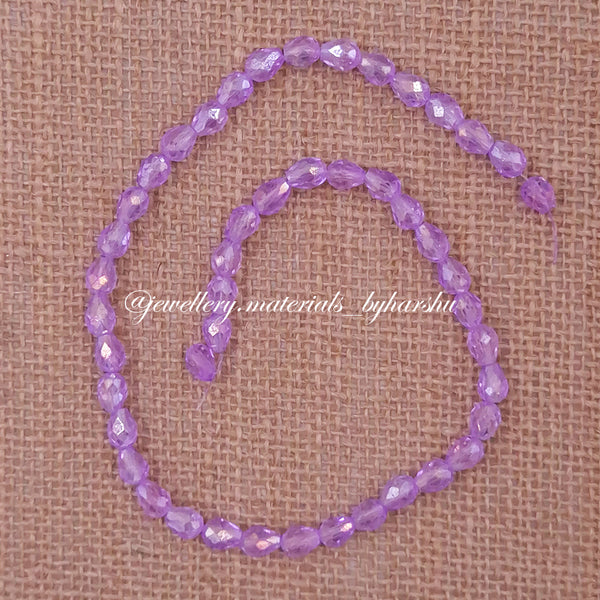 6x8MM Drop Crystal Beads (Light Purple)