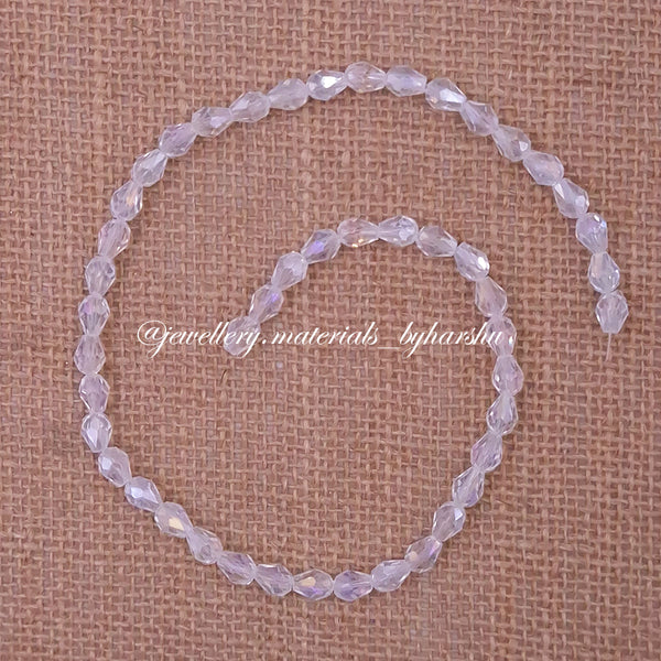 6x8MM Drop Crystal Beads (Transparent White)