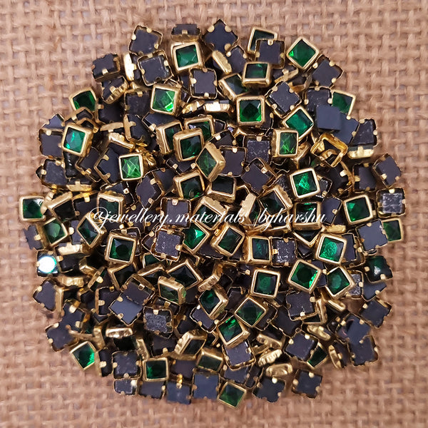 Square 4x4 Gloss Color Kundan - Dark Green Color