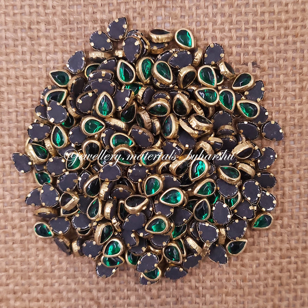 Drop 6x4P Gloss Color Kundan - Dark Green Color