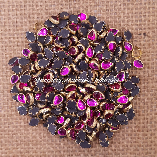 Drop 6x4P Gloss Color Kundan - Dark Pink Color